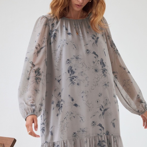 Aritzia Wilfred⎜MIRIAM DRESS⎜DRY BASIL / GRANITE BLUE - Picture 4 of 15